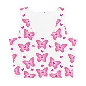 DISCOLEMONADE Pink Butterfly Crop Top, Tank Top, Festival, UV, Rave, Gym Tank,